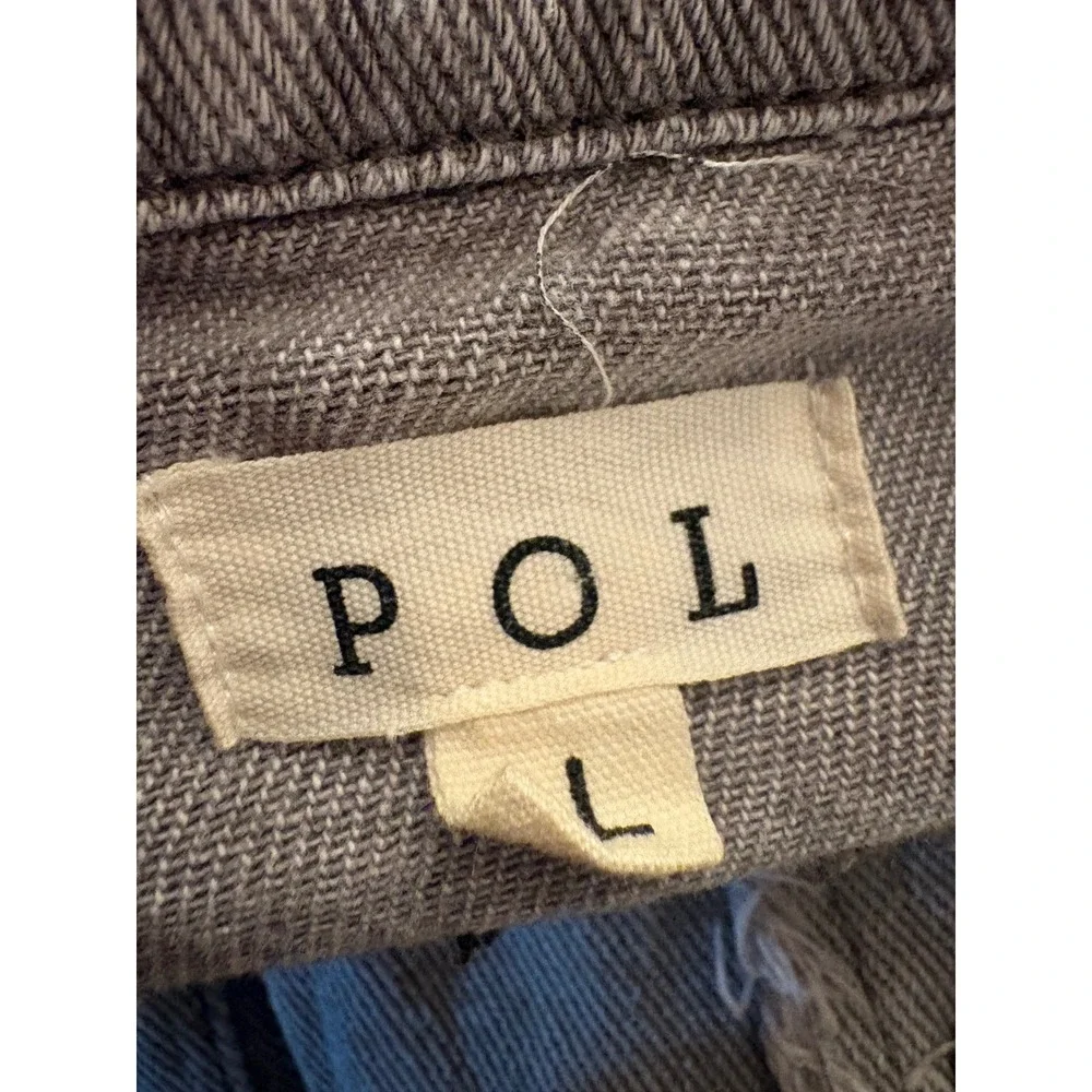 POL Womens Longline Denim Dress/Shacket Distressed Frayed Hem - Large - Picture 6 of 8